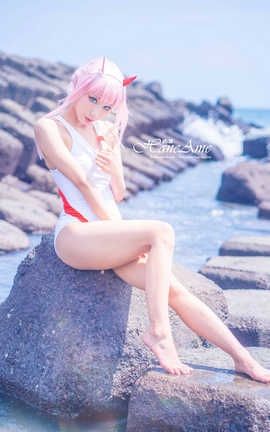 HaneAme겨-Zero Two-White swimsuit